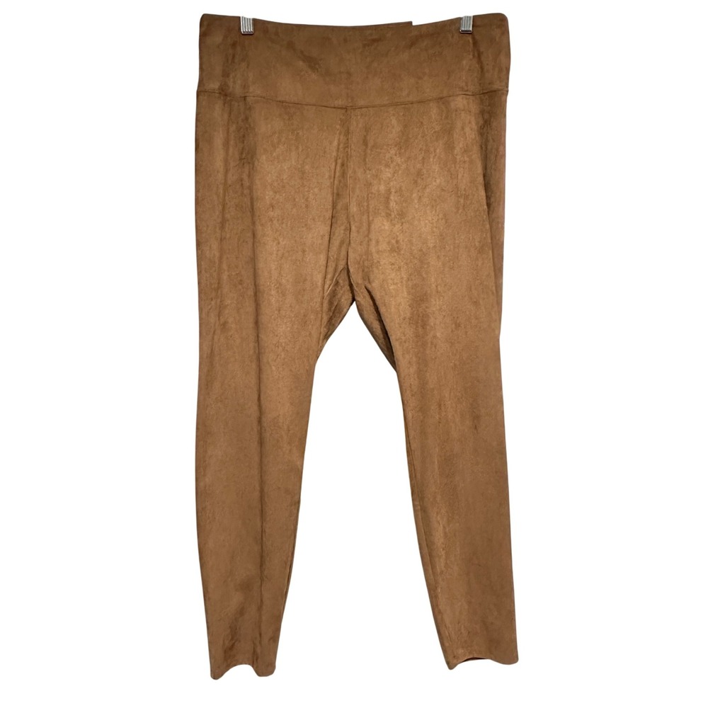 Soft Surroundings Faux Suede Leggings Womens L Saddle Ankle Stretch Pull On NWT